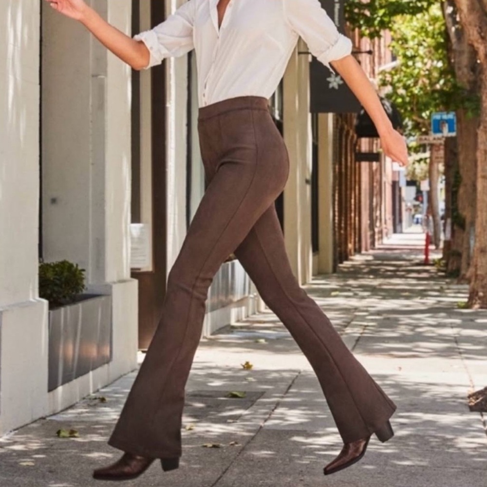 Spanx Faux Suede Flare Pant in Chocolate